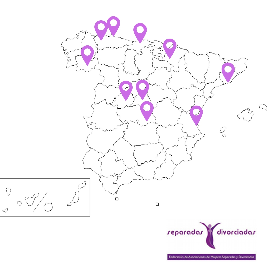 mapa de asociaciones de la federacion de separadas y divorciadas de España
